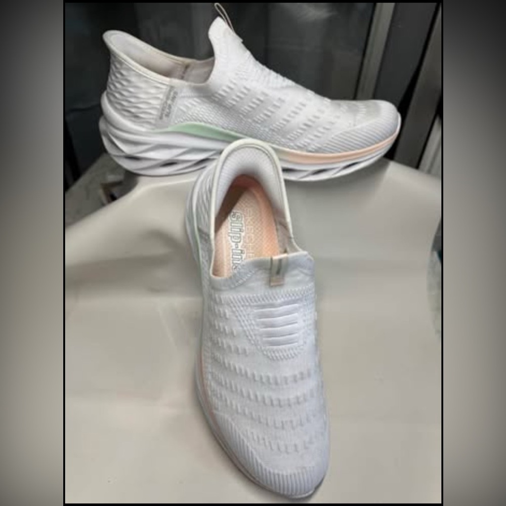 Skechers White Slip-On Sneakers